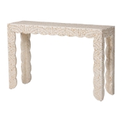 bali & pari Hedya Floral Capiz Shell Console Table with Scalloped Detailing Baxton Studio restaurant furniture, hotel furniture, commercial furniture, wholesale living room furniture, wholesale console table, classic console table